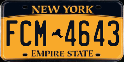NY license plate FCM4643