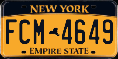 NY license plate FCM4649