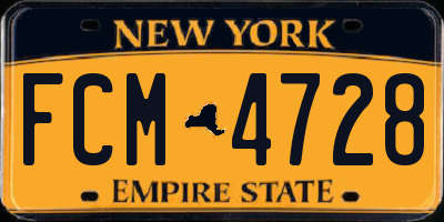 NY license plate FCM4728