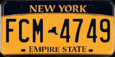 NY license plate FCM4749