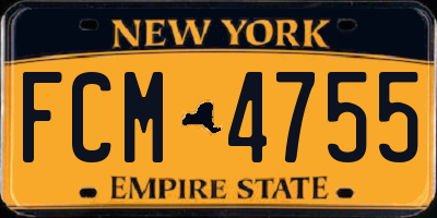 NY license plate FCM4755