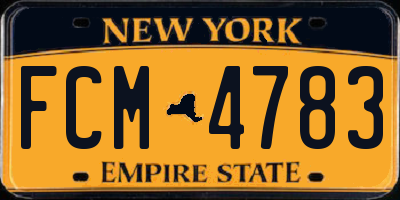 NY license plate FCM4783