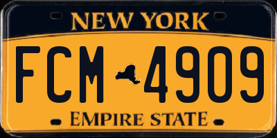 NY license plate FCM4909