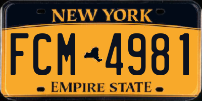 NY license plate FCM4981
