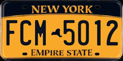 NY license plate FCM5012