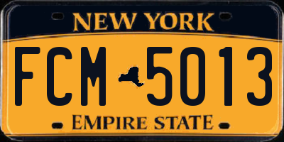 NY license plate FCM5013