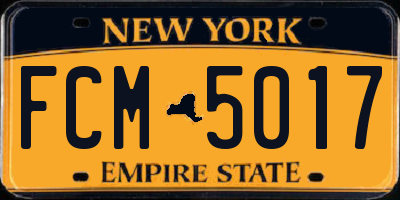 NY license plate FCM5017