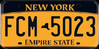 NY license plate FCM5023