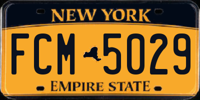 NY license plate FCM5029