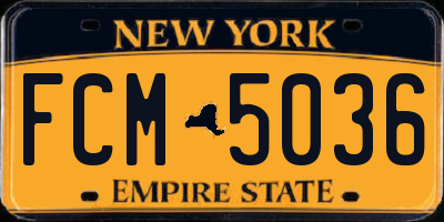 NY license plate FCM5036