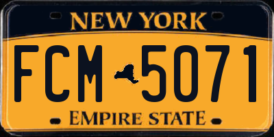 NY license plate FCM5071