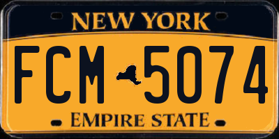 NY license plate FCM5074