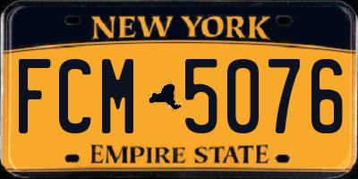 NY license plate FCM5076