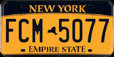 NY license plate FCM5077