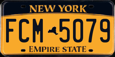 NY license plate FCM5079
