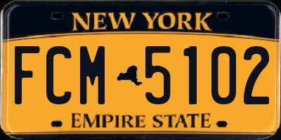 NY license plate FCM5102