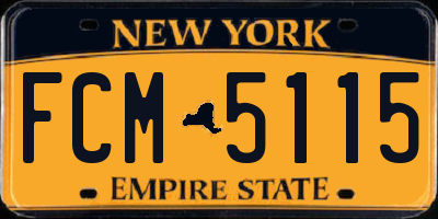 NY license plate FCM5115