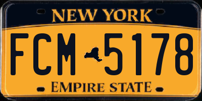 NY license plate FCM5178
