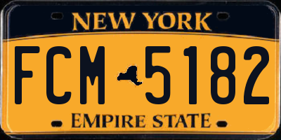 NY license plate FCM5182