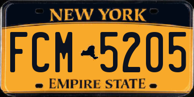 NY license plate FCM5205