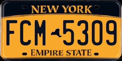 NY license plate FCM5309