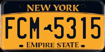 NY license plate FCM5315