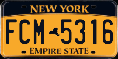 NY license plate FCM5316