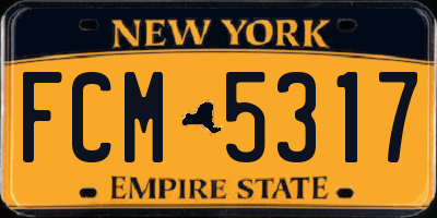 NY license plate FCM5317