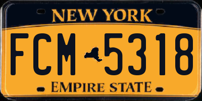 NY license plate FCM5318
