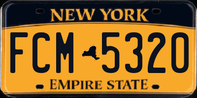 NY license plate FCM5320