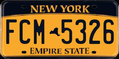 NY license plate FCM5326