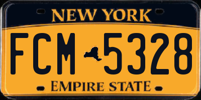 NY license plate FCM5328