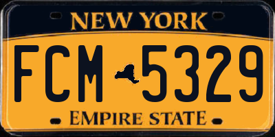 NY license plate FCM5329