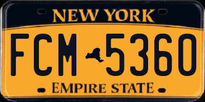 NY license plate FCM5360