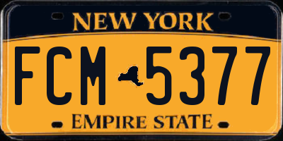 NY license plate FCM5377