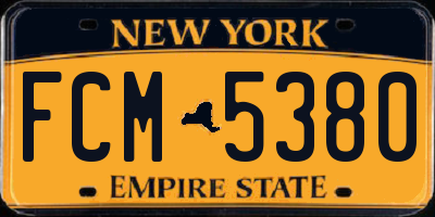 NY license plate FCM5380