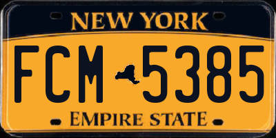 NY license plate FCM5385