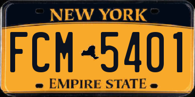 NY license plate FCM5401