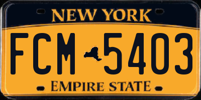 NY license plate FCM5403