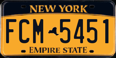 NY license plate FCM5451