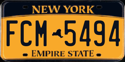 NY license plate FCM5494