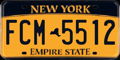 NY license plate FCM5512
