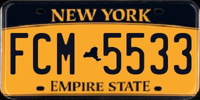 NY license plate FCM5533