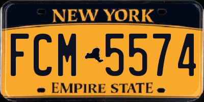 NY license plate FCM5574