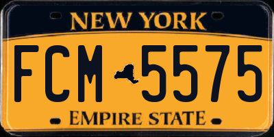 NY license plate FCM5575