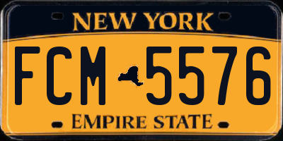 NY license plate FCM5576