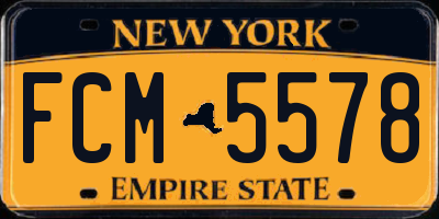 NY license plate FCM5578
