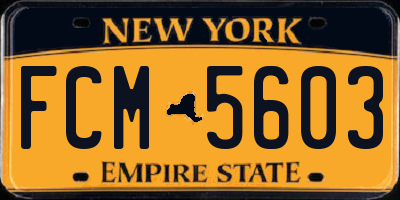 NY license plate FCM5603