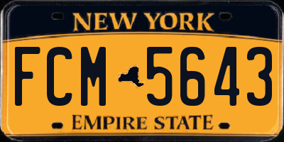 NY license plate FCM5643