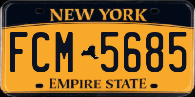 NY license plate FCM5685